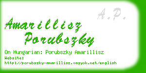 amarillisz porubszky business card
